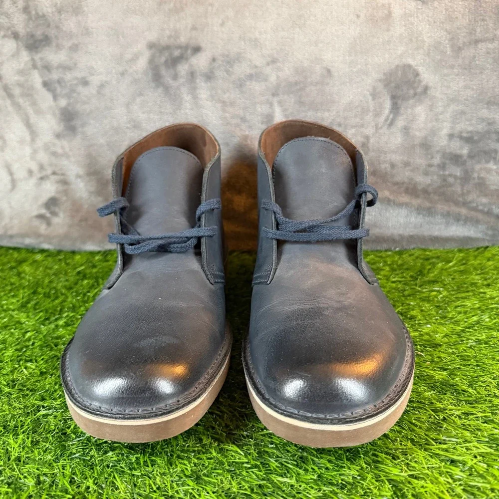 Clarks Desert Boots Mens 9.5 Navy Blue Leather Chukka Boots 261123167085 - Picture 3 of 13